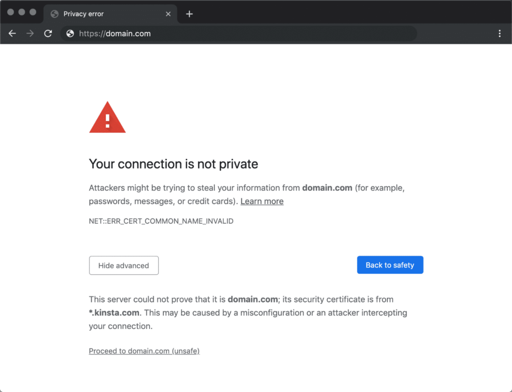 Erreur SSL périmé site web