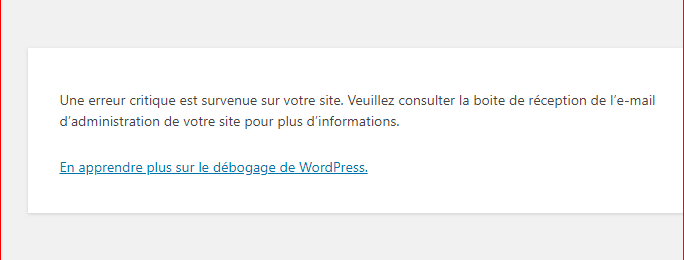 erreur fatale wordpress site web